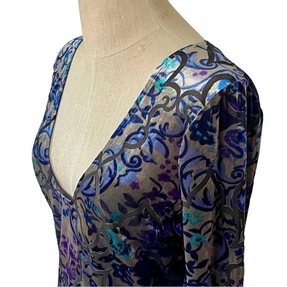 NWOT FREE PEOPLE Velvet Burnout Dress in Silver Combo S - Picture 5 of 7